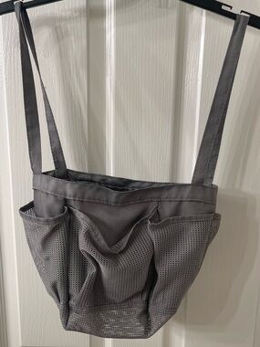 Gray Mesh Pocket Bathroom Tote Bag